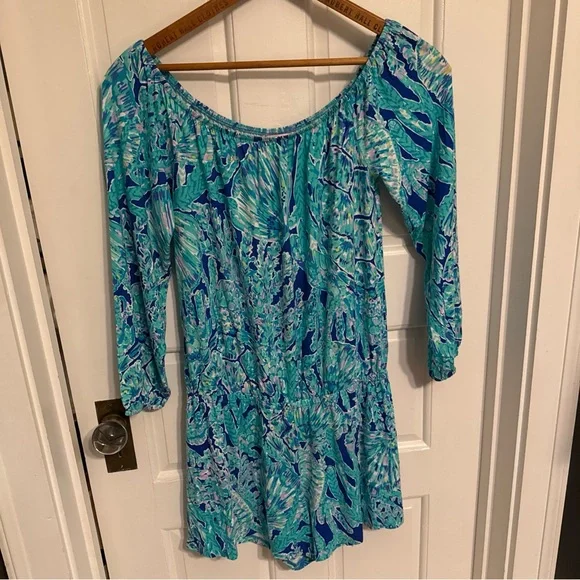 Lilly Pulitzer med one piece long sleeve top and shorts romper - Picture 1 of 8